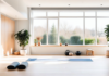 Awaken the Power of Breath for Inner Clarity Sunlit yoga room with mats, bolsters and potted plants beside large windows.