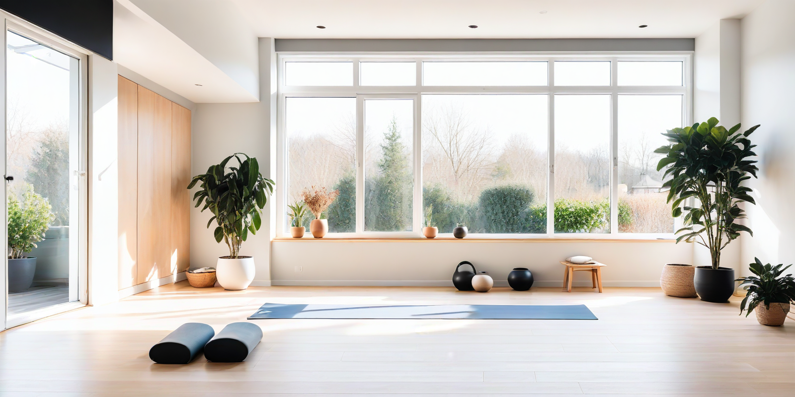 Awaken the Power of Breath for Inner Clarity Sunlit yoga studio with a mat and bolster cushions arranged for a breathwork and meditation practice