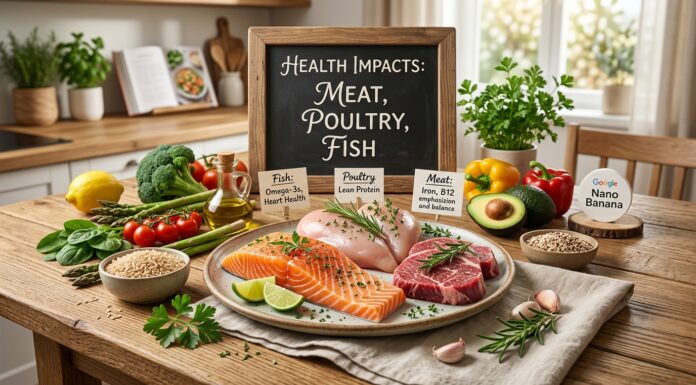 Health impacts of meat, poultry, and fish