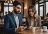 Breadcrumbing: The Internet Made It Viral. Here’s What It Means in Real Relationships Two adults looking at a phone together across a cafe table with white cups.