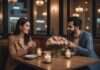 Love Bombing or Real Connection? Know Before You Move Two adults smiling across a restaurant table beside flowers and candles.