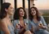 Adult Female Friendships: Why They Get Harder—and More Important—as Life Gets Busier Three women smiling together on a balcony while holding wine glasses.