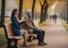 Attachment Styles: What It Looks Like in Real Life—not Just on TikTok Two adults sitting together on a park bench beside an autumn path.
