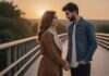 Why the War of the Sexes Fails Modern Love Two adults holding hands while standing on a bridge at sunset.