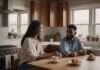 How Do You Rebuild Trust After Betrayal? A Clearer Way to Read What’s Really Happening Two adults talking across a kitchen table with cups and fruit.