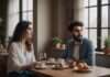 How to Trust My Partner Again After Lying? What the Pattern Usually Means—and What to Do Next Two adults talking across a cafe table beside cups and pastries.