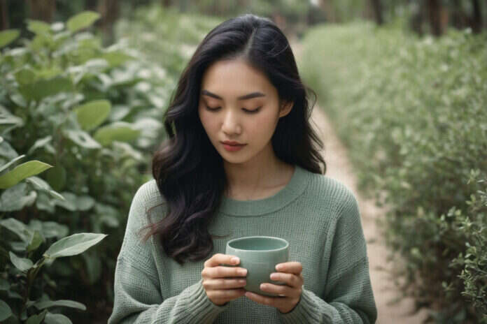 A person making time for an ordinary sustainable daily habit.