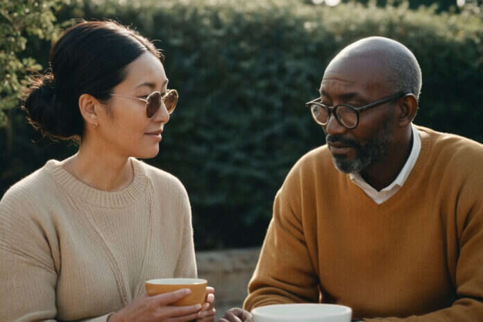 The Psychology of Making the First Move Without Looking Desperate — featured image Two adult partners sharing an everyday moment of connection.