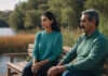 I Stayed After He Cheated: What I Wish I’d Known Two partners having a calm attentive conversation with comfortable space.