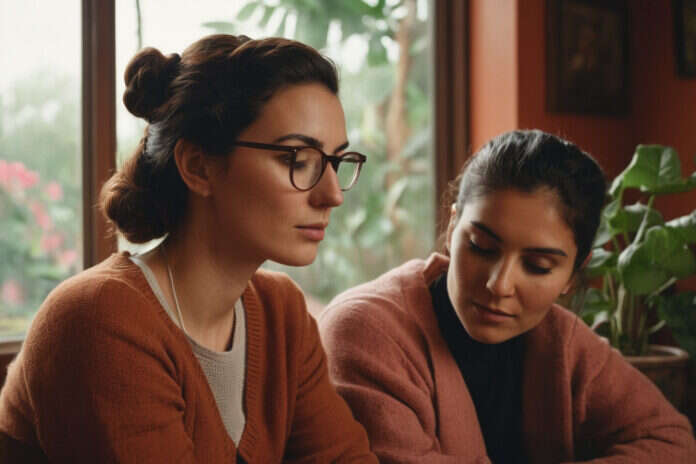 Two adult partners sharing an everyday moment of connection.