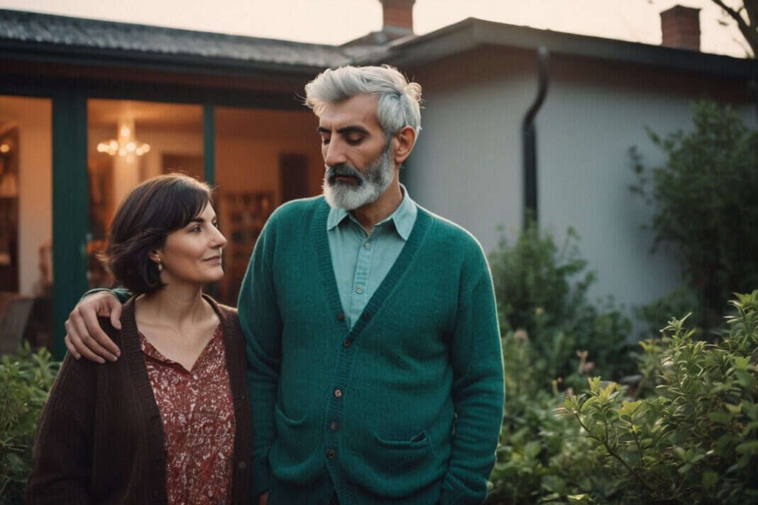Two adults sharing a quiet moment.