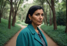 Still Single at 40: Rewriting the Shame of Timing Woman walking along a leafy park path.
