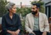 The Hard Truth About Rebuilding Trust After Infidelity Two adults sitting together in a leafy garden.