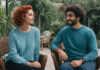 Feeling Unheard in My Marriage: What to Notice Before the Pattern Becomes the Relationship Two adults talking outdoors while holding plain cups.