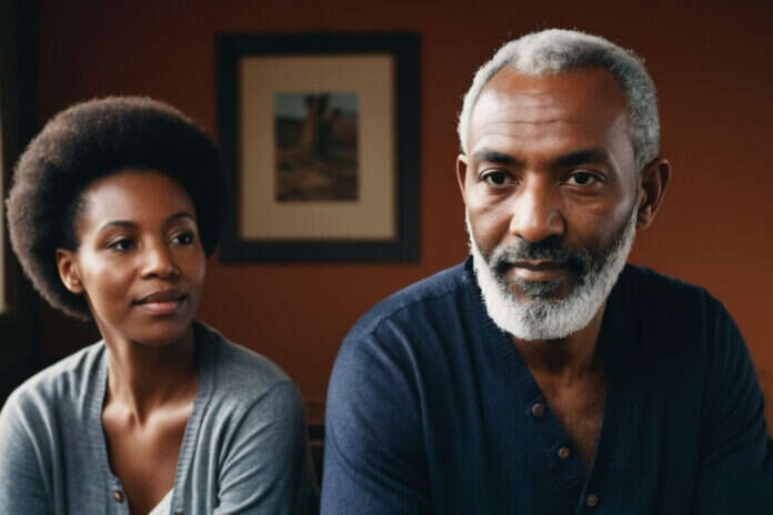 Two adults sharing a quiet moment.