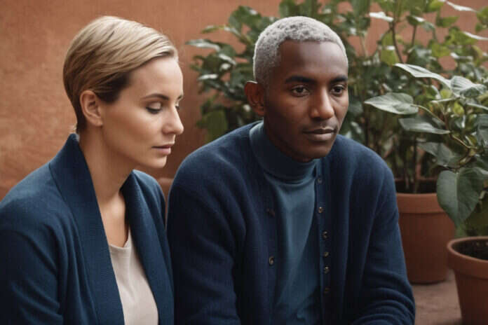 Two adults sharing a quiet moment.