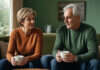 Marriage vs Cohabitation: Key Differences Two older adults talking together while holding plain mugs.