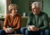 Marriage vs Cohabitation: Key Differences Two older adults talking together while holding plain mugs.