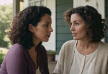 Same-Sex Marriage: Etiquette, Roles, and Legality Two women with short curls talking together on a porch.