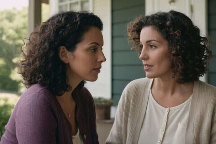 Same-Sex Marriage: Etiquette, Roles, and Legality — featured image Two women with short curls talking together on a porch.