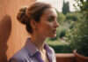 Wellness vs Wellbeing: Practical Distinctions A woman reflecting on a quiet courtyard terrace.