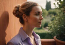 Wellness vs Wellbeing: Practical Distinctions A woman reflecting on a quiet courtyard terrace.