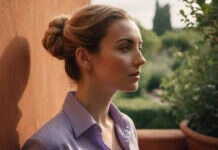 Wellness vs Wellbeing: Practical Distinctions A woman reflecting on a quiet courtyard terrace.