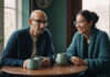 Intimacy After Infidelity: How to Rebuild Safety Without Becoming the Relationship Detective Two partners sharing a conversation over plain cups at home.