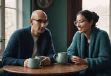 Intimacy After Infidelity: How to Rebuild Safety Without Becoming the Relationship Detective Two partners sharing a conversation over plain cups at home.