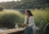Effective Goal-Setting Frameworks A woman taking a reflective break beside a lake.