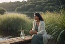 Effective Goal-Setting Frameworks A woman taking a reflective break beside a lake.