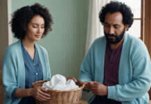 Intimacy After Kids: What Creates Real Closeness Beyond Date Night Two partners sharing a household task with a laundry basket.
