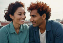 What Are Green Flags in a Relationship? The Signs to Look For Before You Make Your Next Move Two partners sharing a warm glance on a terrace.
